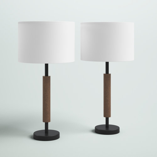 Steelside™ Maeve 27.75" Black/Brown Table Lamp Set & Reviews Wayfair